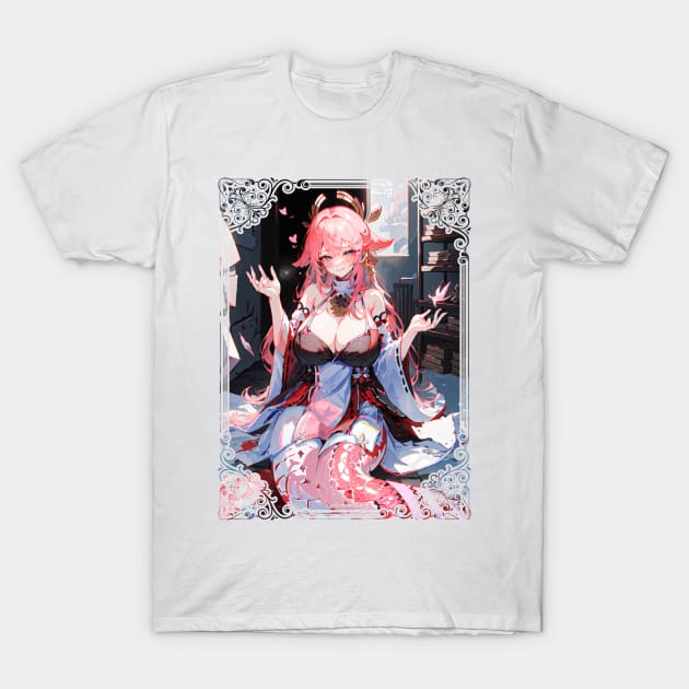 Yae Miko the Lamia (Snake Girl) T-Shirt by SaucyBandit